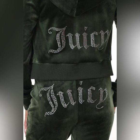 ❤️JUICY COUTURE SIGNATURE Y2K BEDAZZLED OB BLING VELOUR ZIP-UP HOODIE NWT 119.00 - Picture 6 of 7